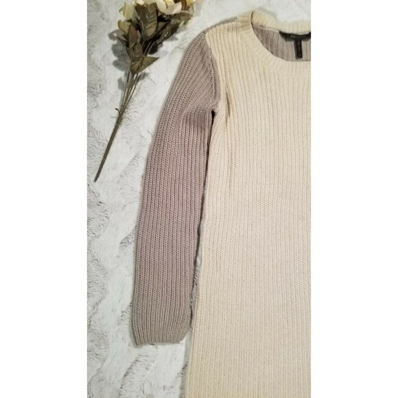 ✨️CL BCBG MAXAZRIA Cream Beige Taupe Long Sleeve Knit Sweater Dress Size XXS - Picture 3 of 10
